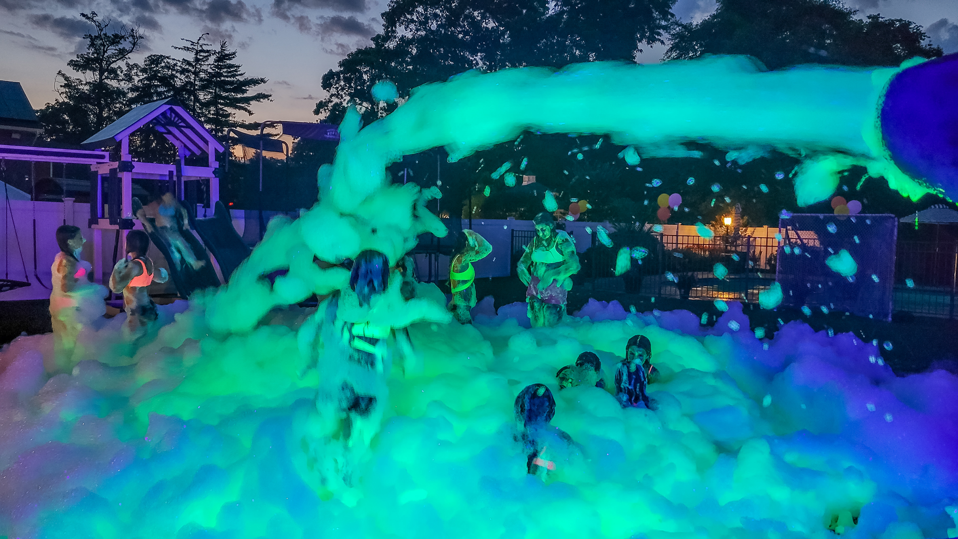 glow in the dark and colored foam party