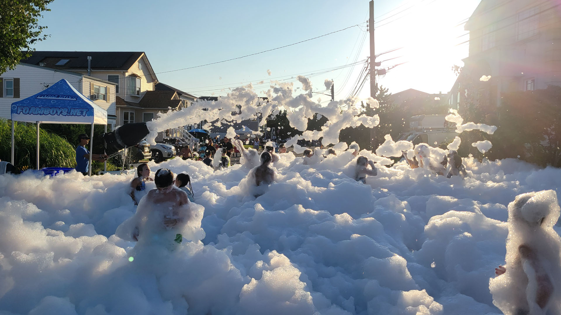 block party with foam